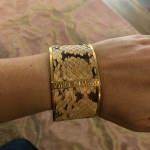 Vince Camuto Snake leather and gold bangle